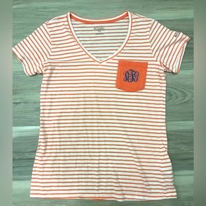 Columbia PFG striped V-neck T-shirt, size medium